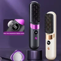Brosse lissante pour cheveux avec écran LCD, sans fil, rechargeable par USB, lisseur portable, mini brosse lissante pour la maison et les voyages 3