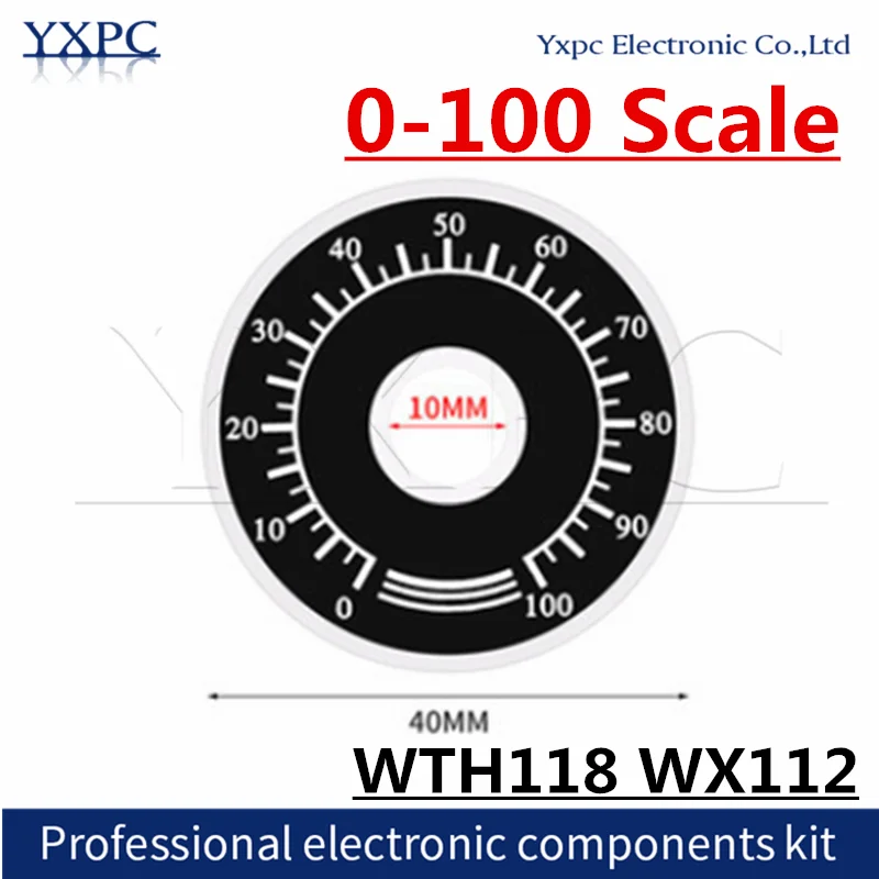 5pcs/lot 0-100 Scale WTH118 Potentiometer Knob Digital Scale  For WX112 WTH118 10pcs 0 100 wth118 potentiometer knob scale digital scale can be equipped with wx112 topvr