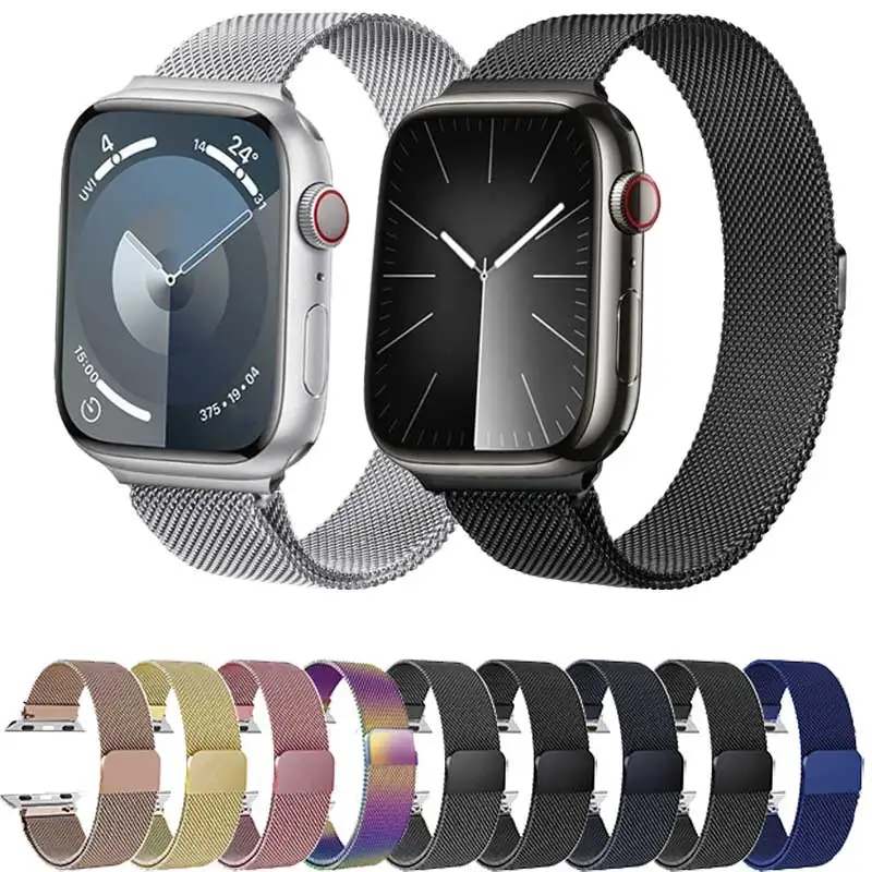 애플 워치 밴드용 밀라노 스트랩, 아이워치 시리즈 9, 3, 6, 5, SE, 7, 8, 울트라 2 스트랩, 44mm, 40mm, 45mm, 49mm, 41mm, 38mm, 42mm, 44mm