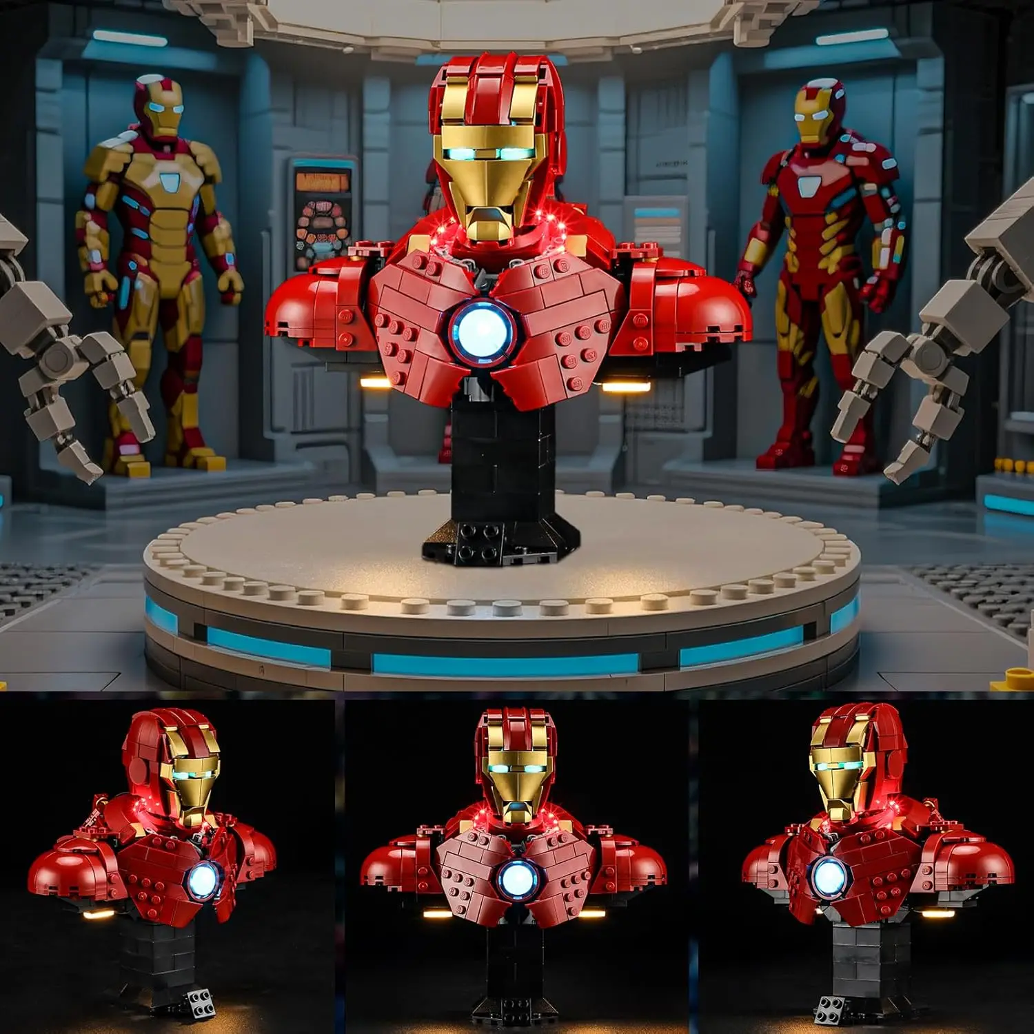 HPROSPER 5V LED 조명(모델 없음) LEGO 76327 Iron-Man MK4 흉상 장식 조명(배터리 상자 포함)