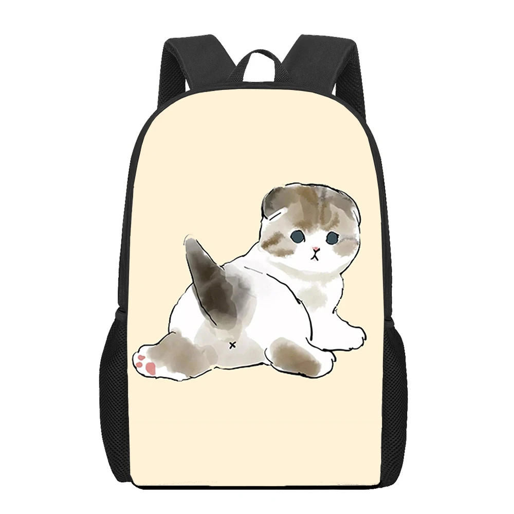 

Набор милых школьных сумок с 3D рисунком кошки и еды для девочек-подростков, детские портфели для учебников для начальной школы