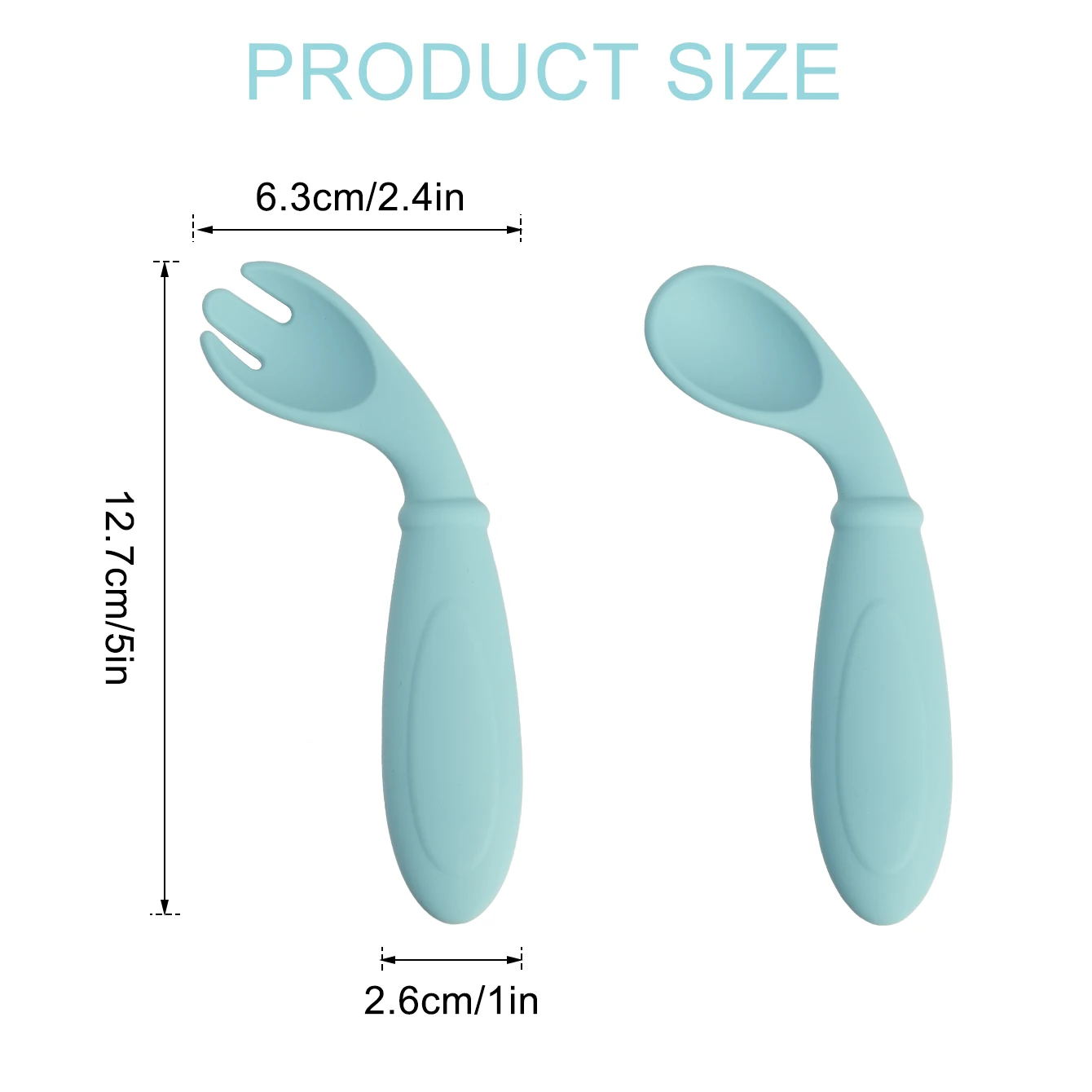 2PCS Silicone Baby Spoon Fork Set BPA Free Self Feeding Training Utensils for 6M+ Toddlers Travel Safe Cutlery Baby Tableware