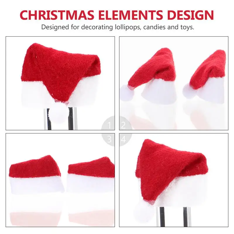 Lollipop Christmas Hat Small Mini Candy Santa Claus Caps 24pcs Party Accessories Christmas Decorations Lollipop Santa Hats