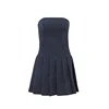 WhereMery Korean Women Fashion A-line Dress Y2K Sleeveless Slash-neck Pleated Stripe Dresses Spring Summer Elegant Slim Vestidos 5