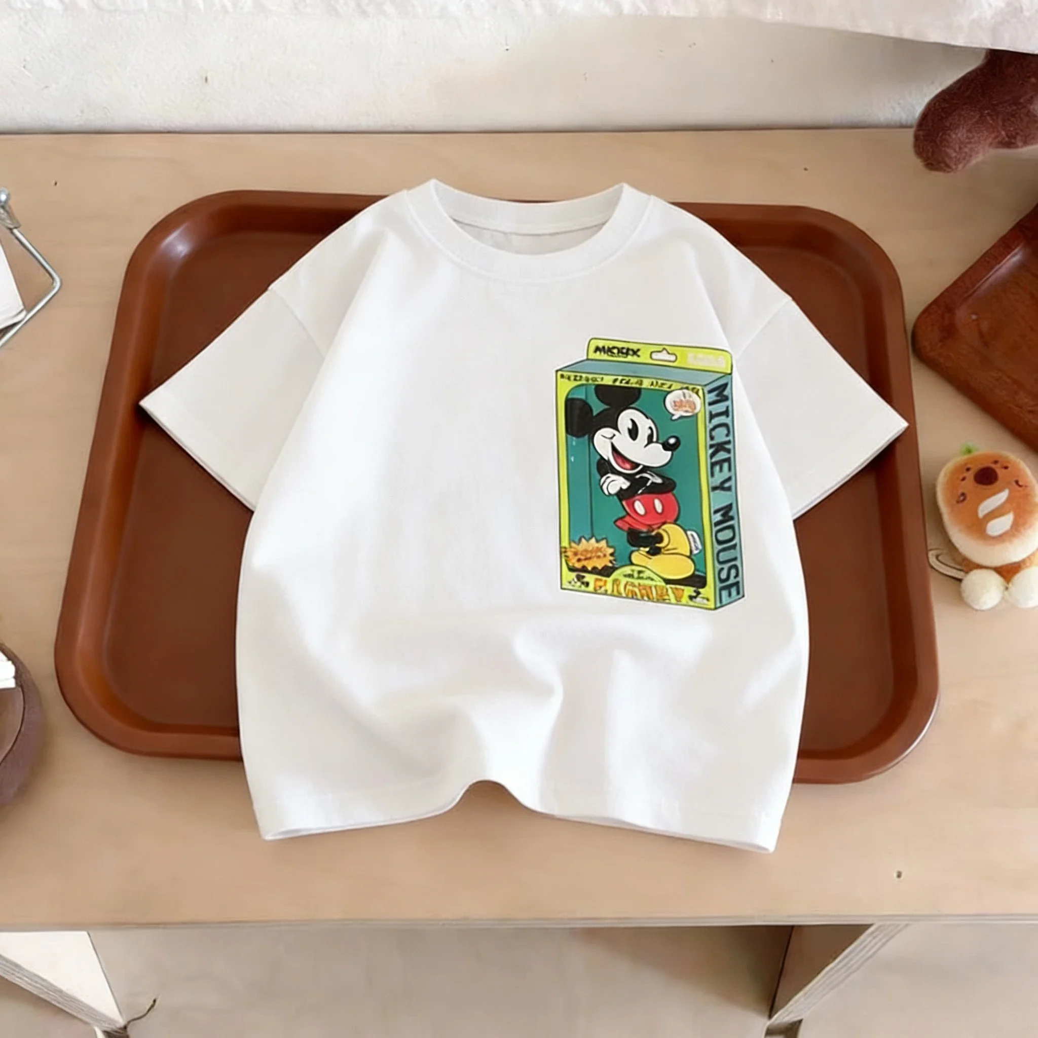 قميص ديزني هوني بوت دونالد داك الصيفي للأطفال بنمط كرتوني بأكمام قصيرة - تي شيرت ناعم للأولاد والبنات