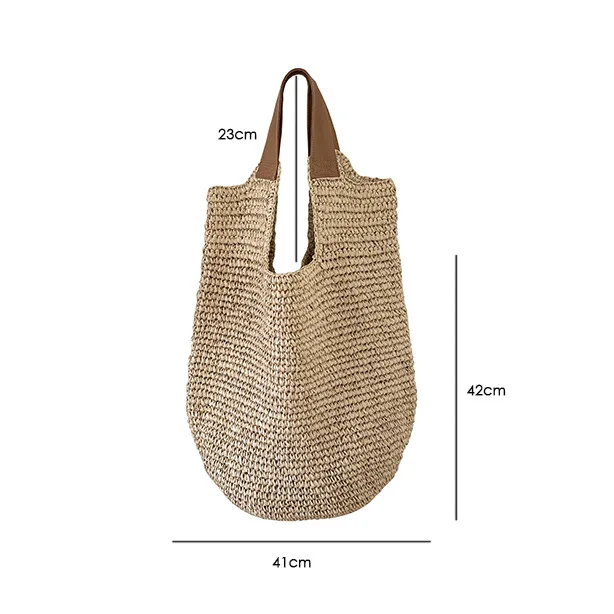 Women Beach Vintage Handmade Woven Shoulder Bag Raffia Rattan Shopping Bags Bohemian Ladies Summer Travel Vacation Casual Totes