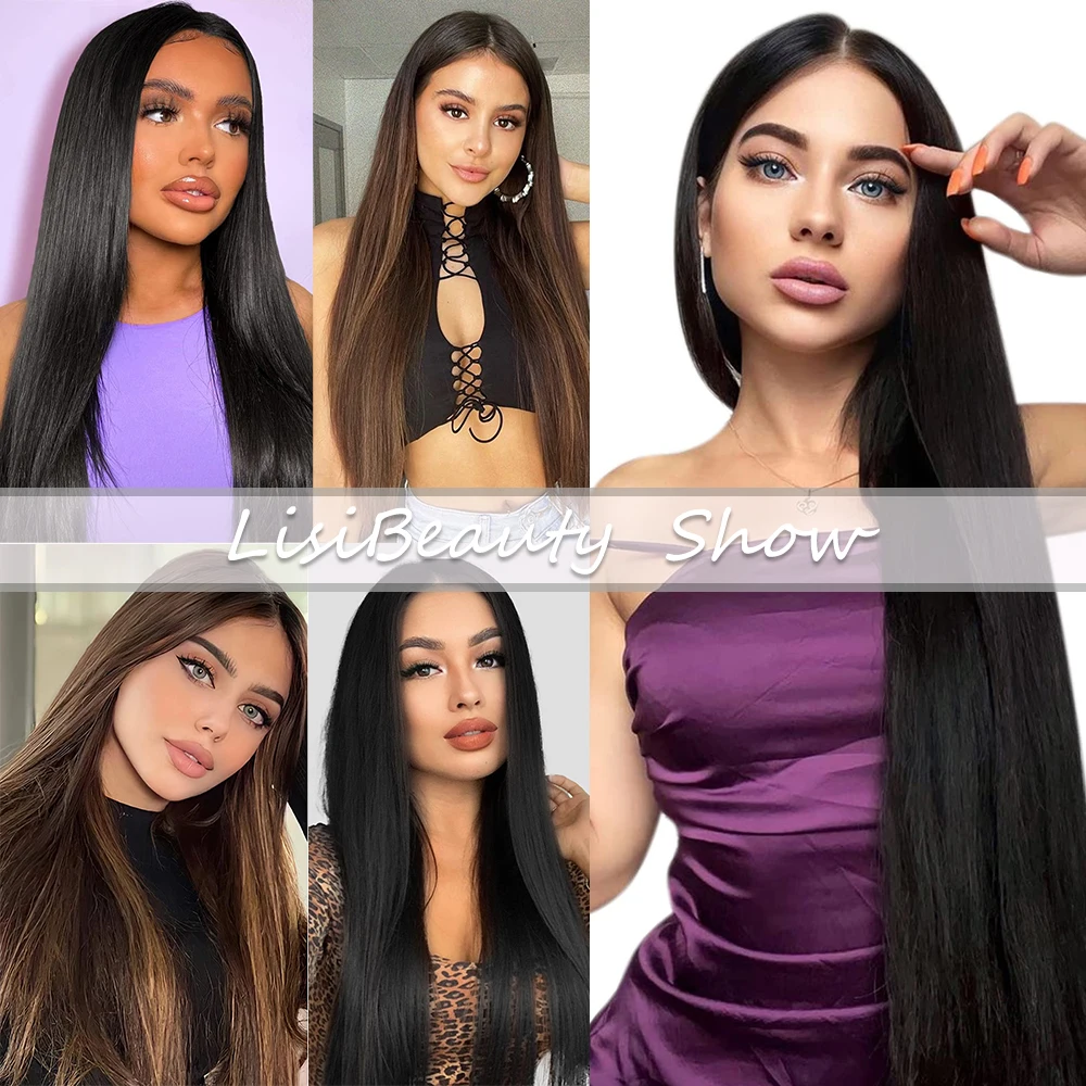 Bone Straight Hair Bundles Salon Natural Hair Extensions Fake Fibers Super Long Synthetic Yaki Straight Hair Weaving Full to End images - 6