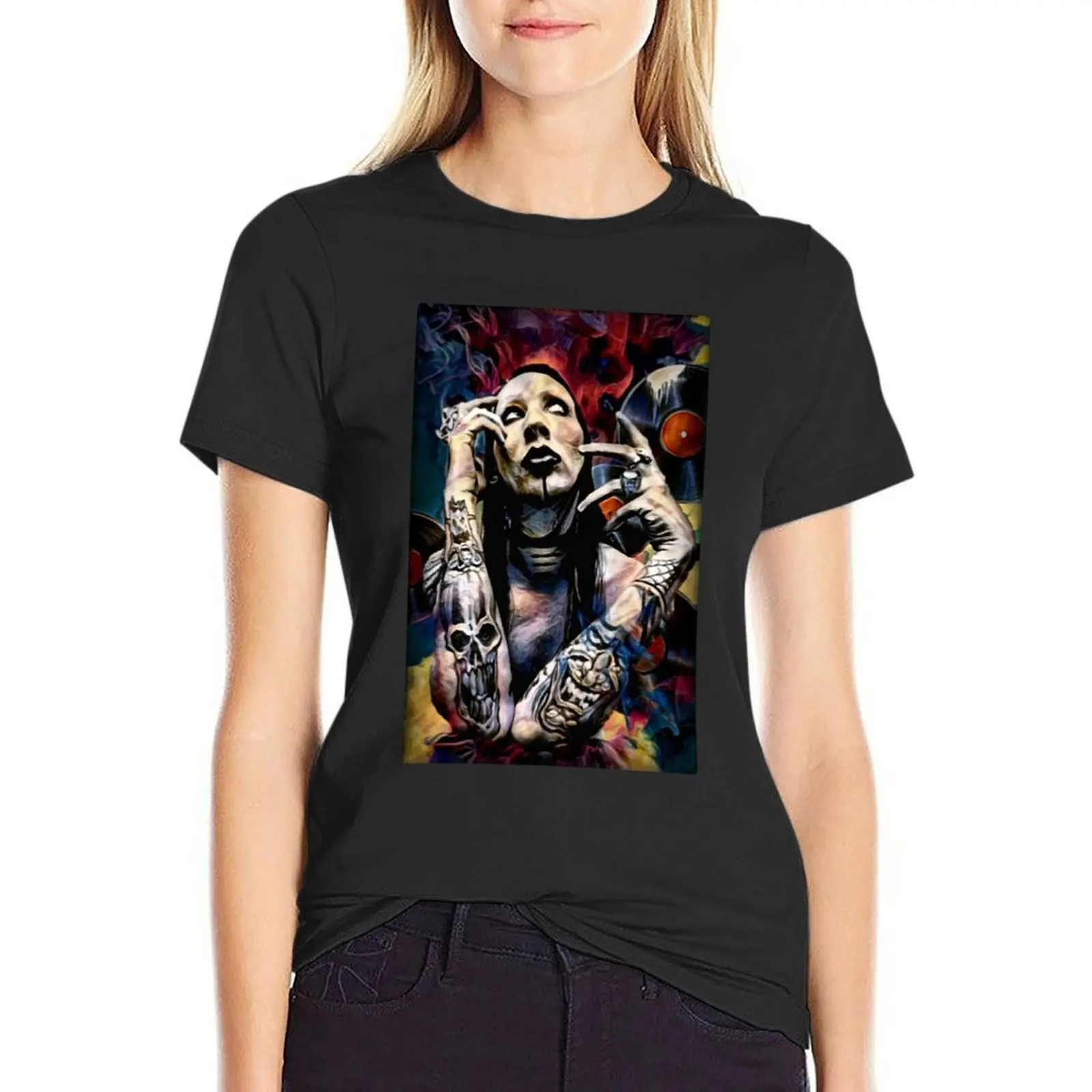 Abstract Marilyn T-Shirt Female clothing quick-drying Blouse cat shirts for Women