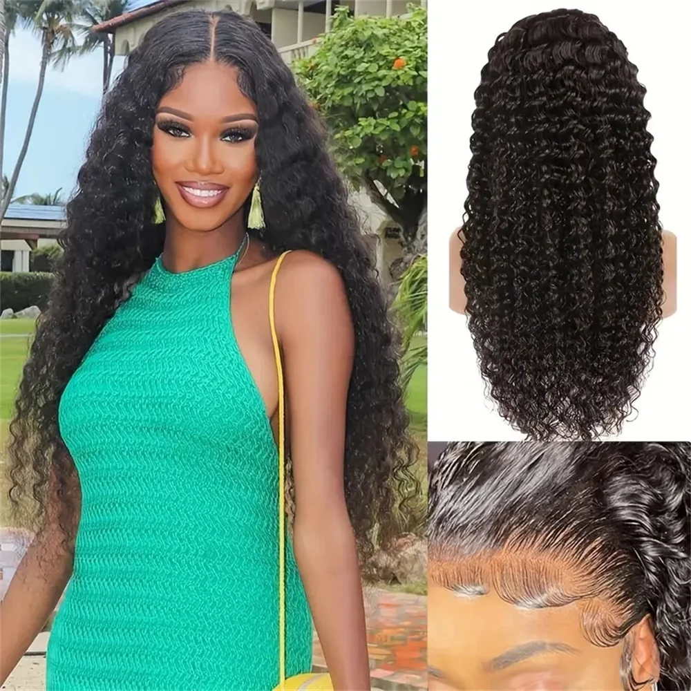 

13x6 HD Transparent Curly Lace Frontal Wig Brazilian Deep Wave Lace Front Wigs For Women Human Hair PrePlucked Hairline