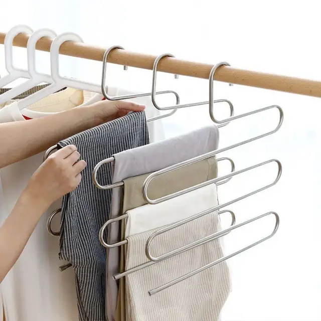 5 Layers Multi-functional Clothes Hangers Non-slip Pant Storage Rack Cloth Rack with Multiple Functions for Hanging and Storage 2