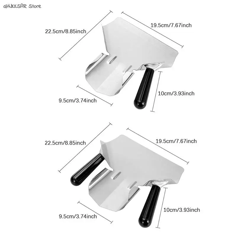 Chip Scoop Food Shovel Single/Double Handles Grip French Fries Stainless Steel Kitchen Tools Shovel Fries Burger Packaging Tool