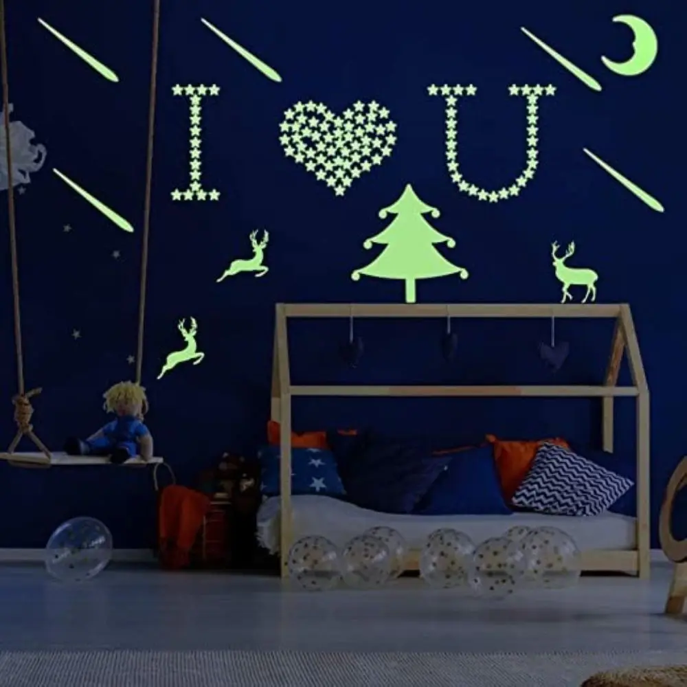 100Pcs/Set Glow In The Dark Luminous Wall Stickers Colorful Star DIY Wall Art Stickers Nursery Ornament