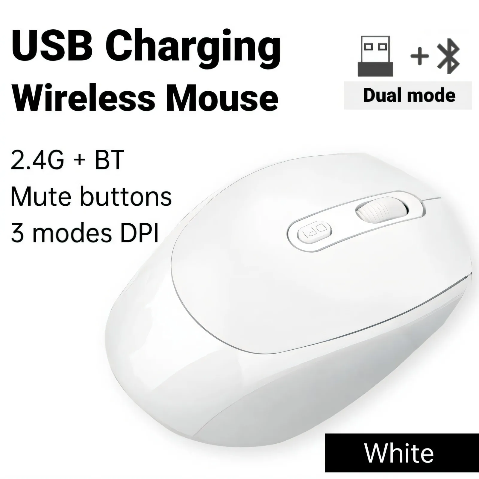 【Big-promotion】 Bluetooth Wireless Mouse Rechargeable Computer Laptop Gaming Mouse 2.4G Optical Dual Mode Long Life for Win Mac.