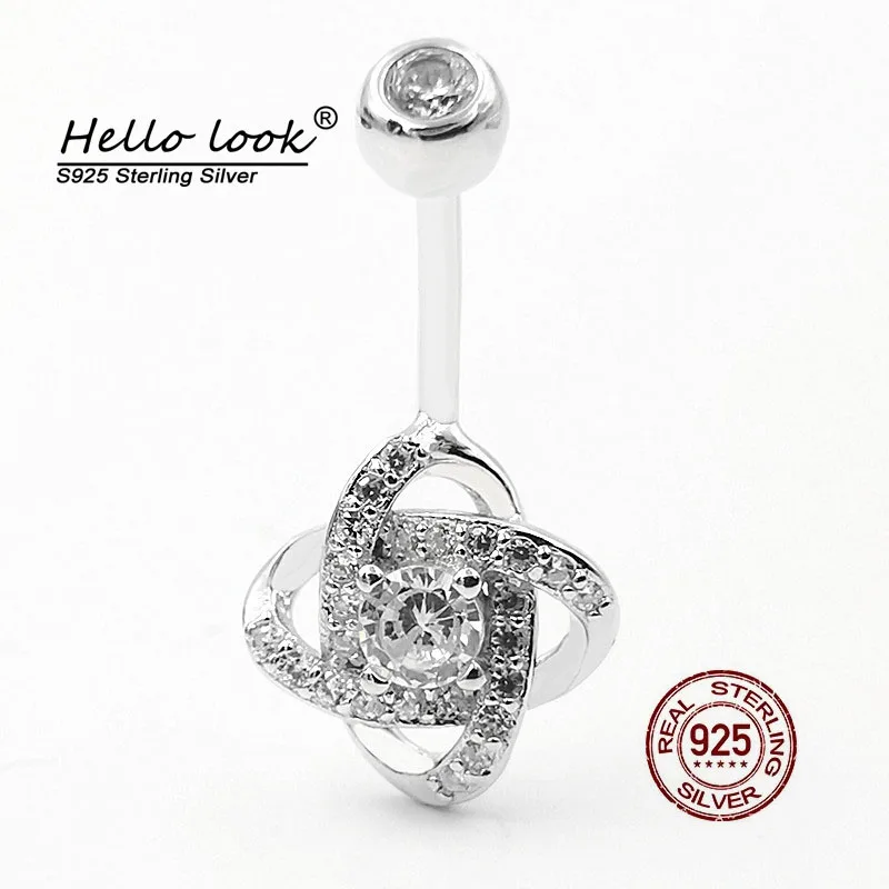 

HelloLook 2022 Weave Navel Piercing Silver 925 Belly Button Rings Sparkling Zircon Belly Piercing Sexy Women Pierc Body Jewelry