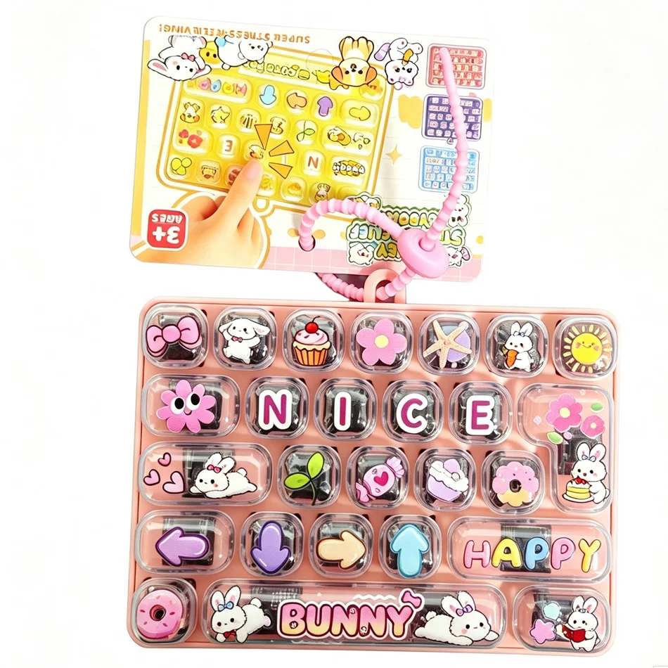 Portable Fidget Keyboard Toy with Cute Cartoon Animal Designs, 26 Keys