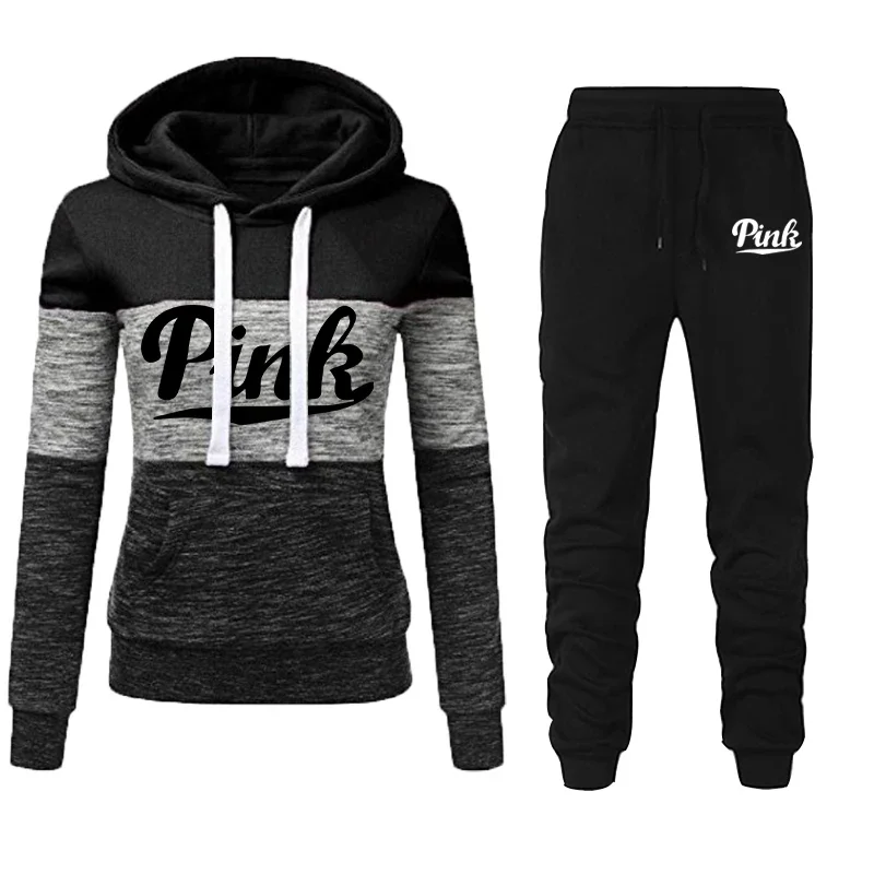 2024 Hot Sales Womens Tracksuit Print ColorBlock Hooded Sweatshirts Fashion Trend Versatile Pullover Street Warm Casual Clothing 6
