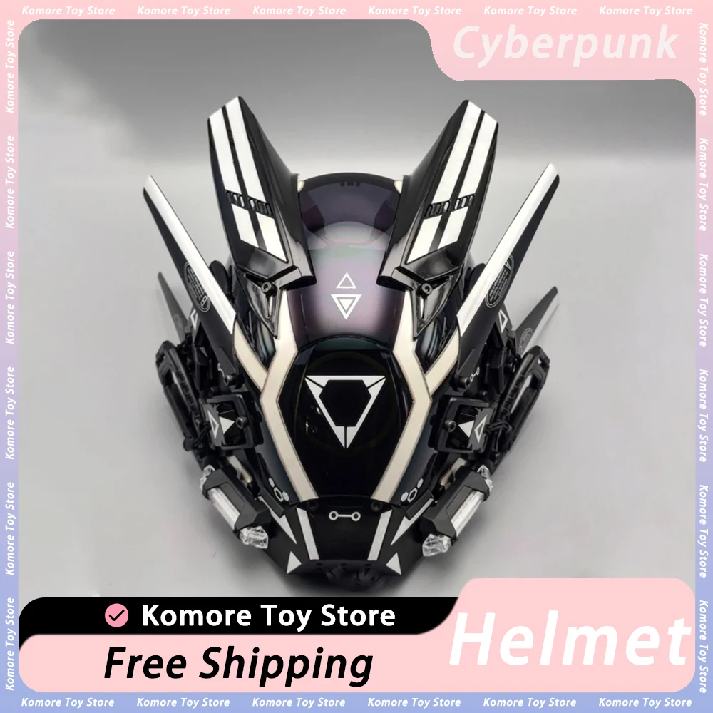 Casco Cyberpunk Robot Samurai Mask Shinobi Mask Cosplay Techwear Cyber Punk Hi-Tech Helmet Armor Giocattolo Futuristico Con Luce A Led