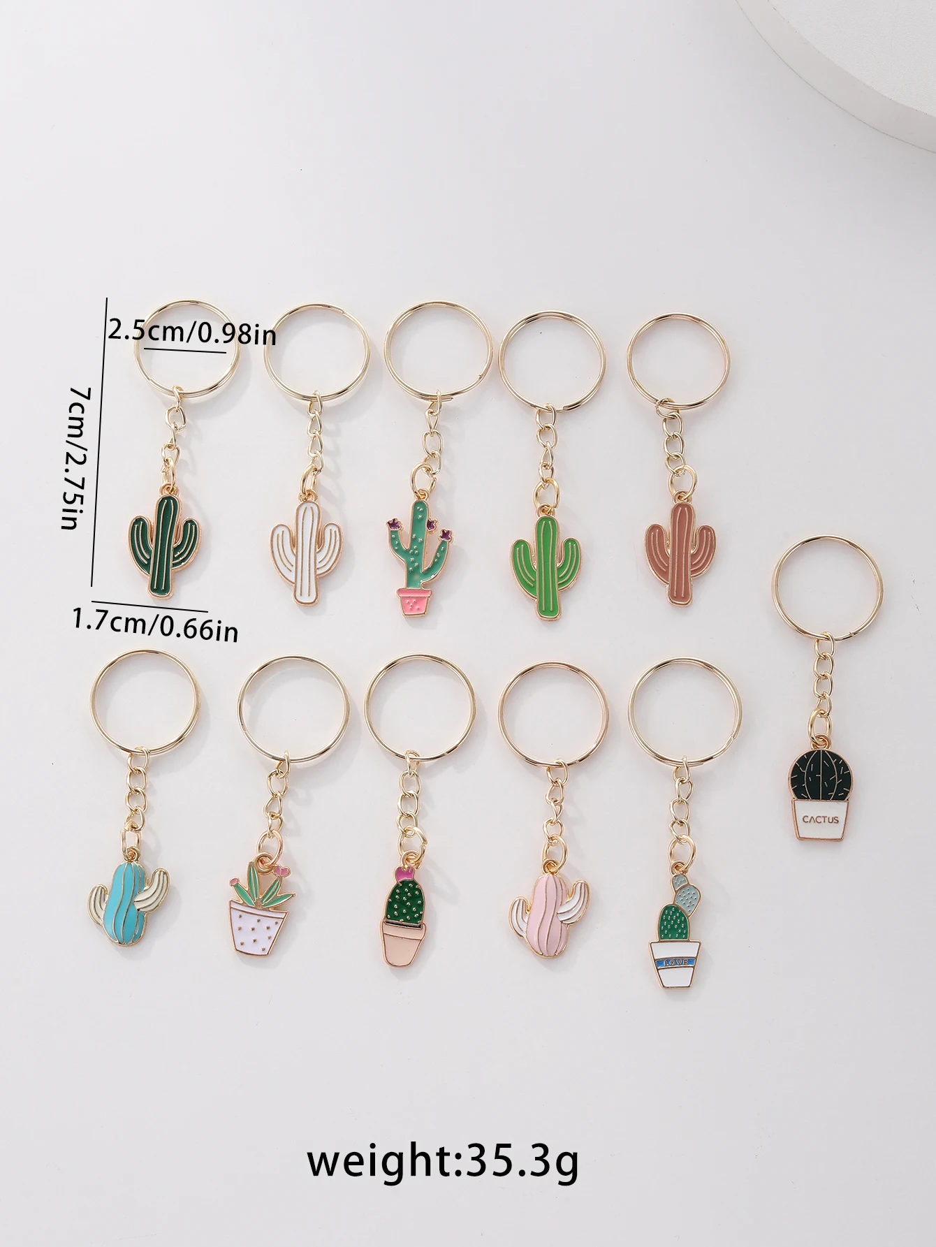 Portachiavi A Forma Di Cactus Verde In Metallo Argento | Portafortuna Con Incisione Per Donna | Regalo Originale Per Zaino E Borsa