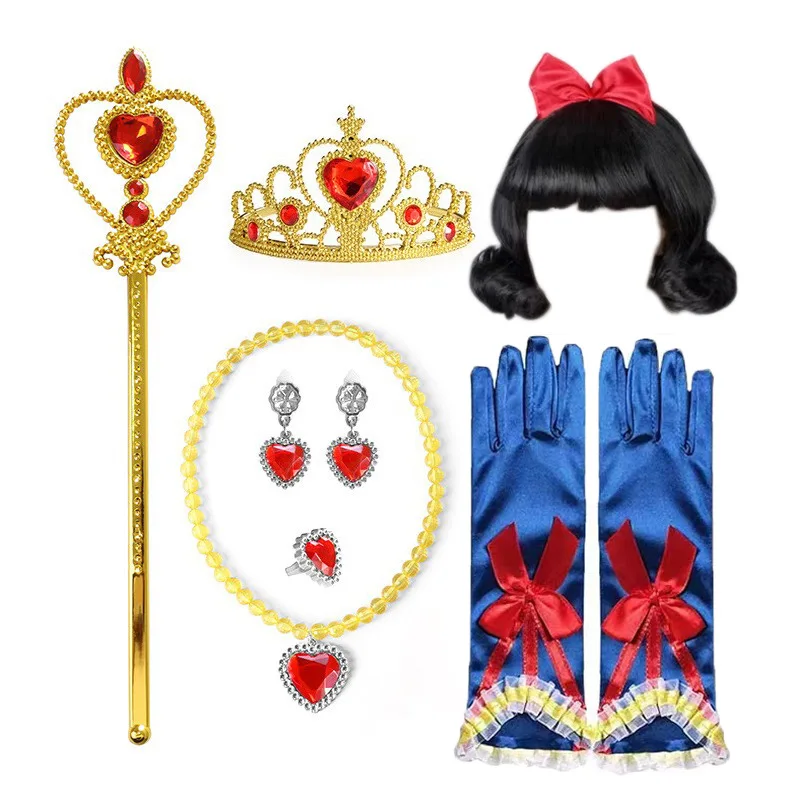 Girls Princess Snow White Dress up Accessories Party Favors Gifts Set Including Crown Scepter Wand Necklace Gloves Bow Headband princess dress,hair accessories,cosplay necklace