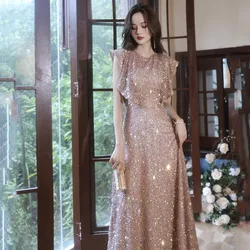 Prom Dress for Women Fashion Sexy Sequins Slim Sleeveless Long Skirt Backless Retro Banquet Gown Woman Party Dresses Vestidos