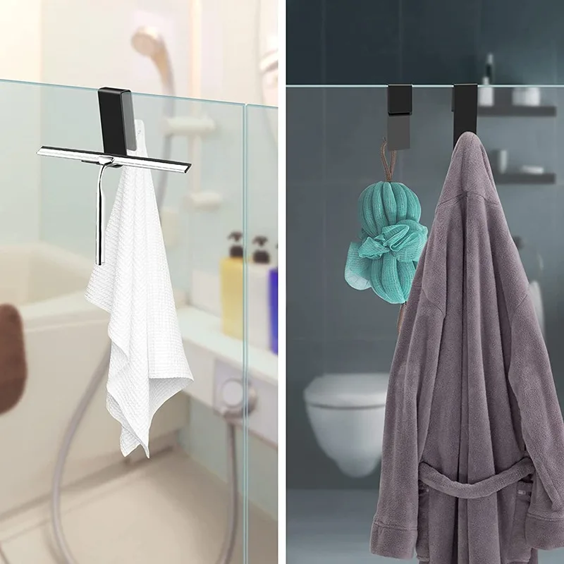 Stainless Steel Shower Hooks Glass Door Shower Hook Lightweight Bathroom Hooks Bath Shower Screen Towel Hanger Shower Door New 6