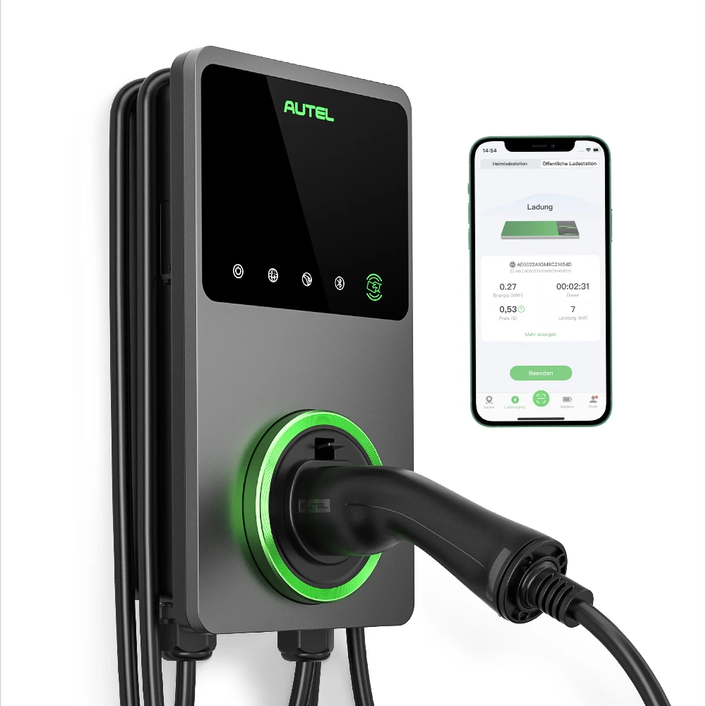 

Autel AC wallbox 7kw ev charger 32A ev charger station type 2 EVSE IP65 wall-mounted EV charger