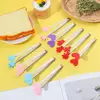 Creative Silicone Stainless Steel Mini Snack Food Tongs Non-slip Handles BBQ Bread Ice Cube Clip Kitchen Accessories BBQ