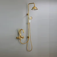 ก๊อกน้ำฝักบัวทองเหลืองรูปหงส์ติดผนัง สำหรับอ่างอาบน้ำและฝักบัว น้ำร้อนน้ำเย็น 1