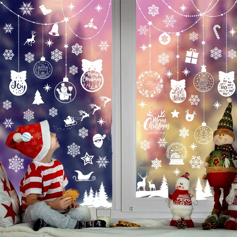 Christmas PVC Static Sticker Santa Elk Snowflake Window Stickers Kids Room  Wall Decals Merry Xmas Decor For Home New Year 2024 - AliExpress