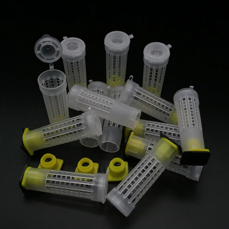 Nicot Bee Hair Roller Queen Cages 50PCS Plastic Protective Sealed Cell Cover Cage Box Cup Rearing Bees Tools Beekeeping Supplies beekeeping tools,beekeeping accessories
