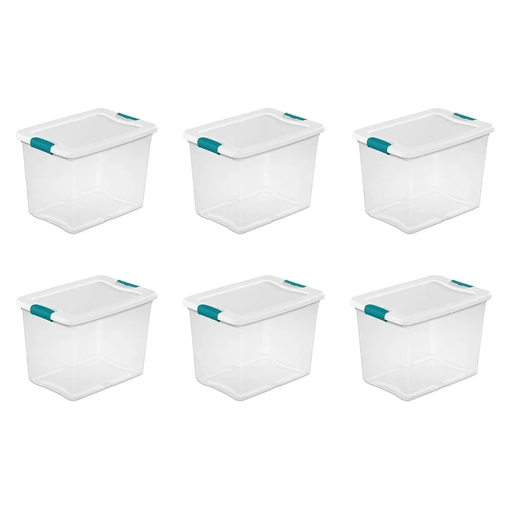 

Sterilite 25 Qt Latching Storage Box, Stackable Bin with Latch Lid, Plastic Container to Organize Closet Shelf, Clear