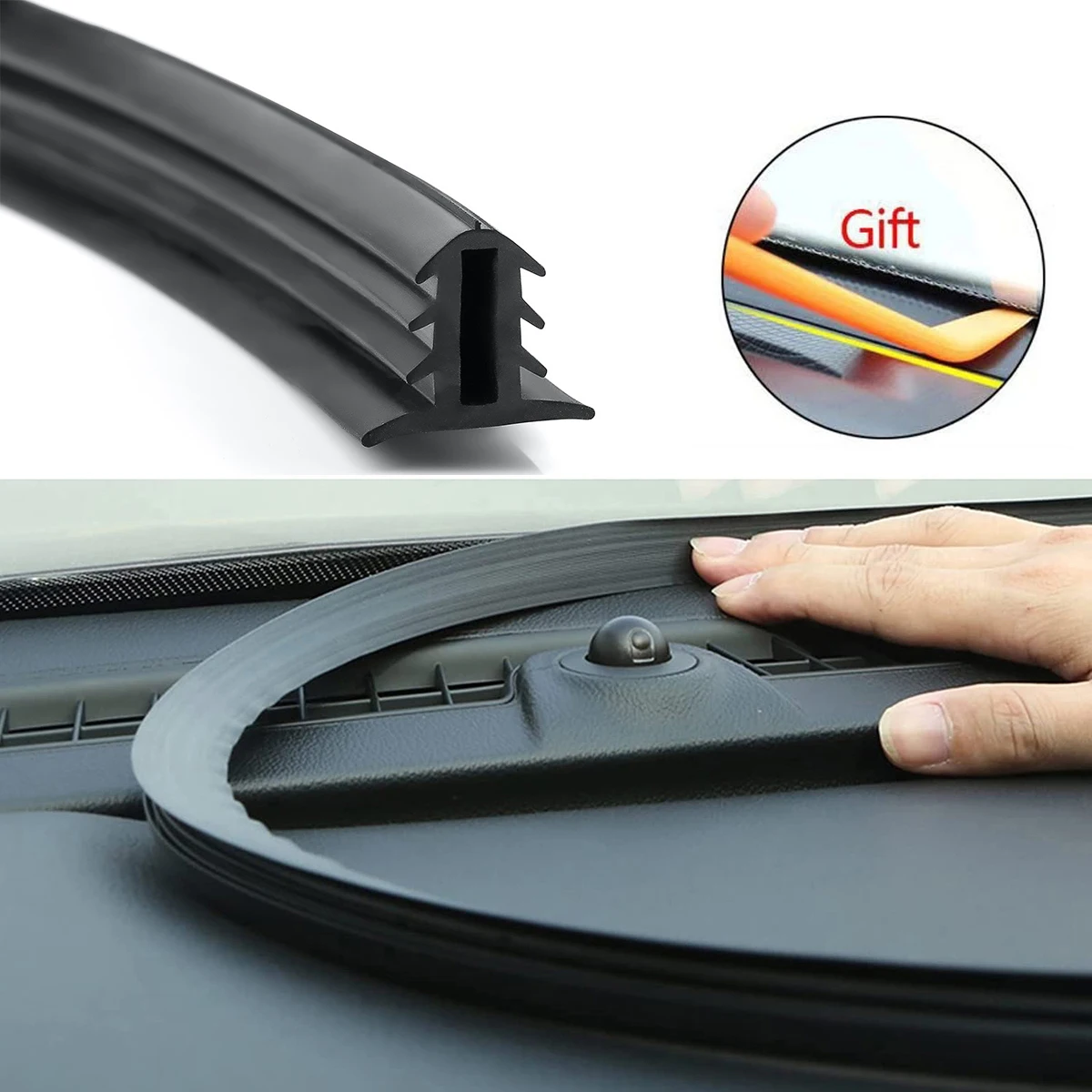 1.6m Car Dashboard Edges Seal Guard Strip Rubber U Type Dustproof Sealing Noise Insulation
