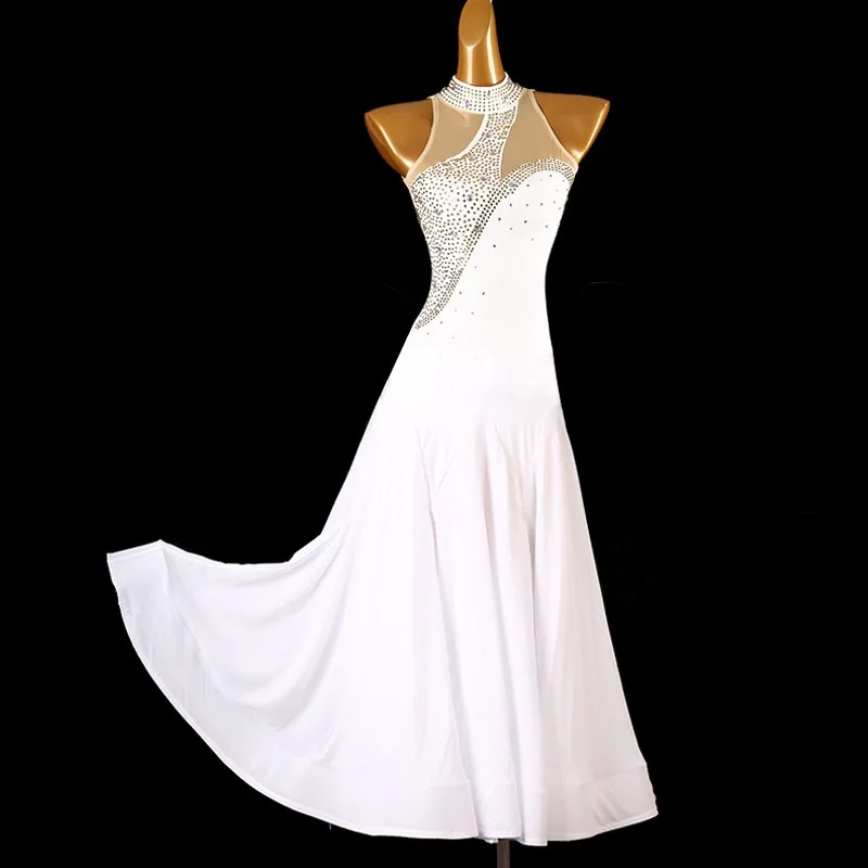 Standard-Ballroom-Dance-Dresses-Adult-White-Elegant-Waltz-Competition ...