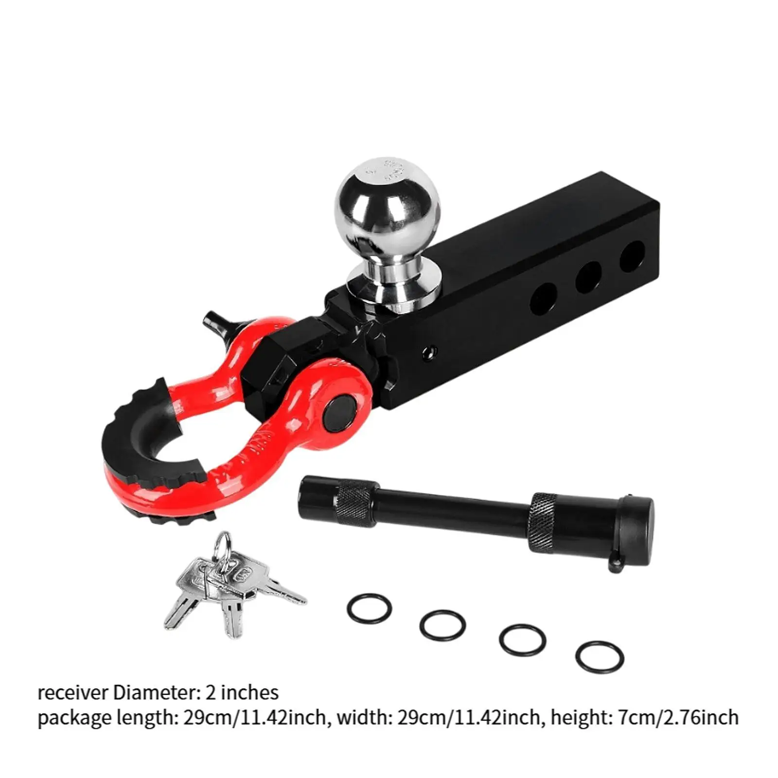 Trailer Hitch for 2 inch Receiver Black Accessory Premium with Tow Shackle for Rvs Suvs Simple Assembly Towing Accessories