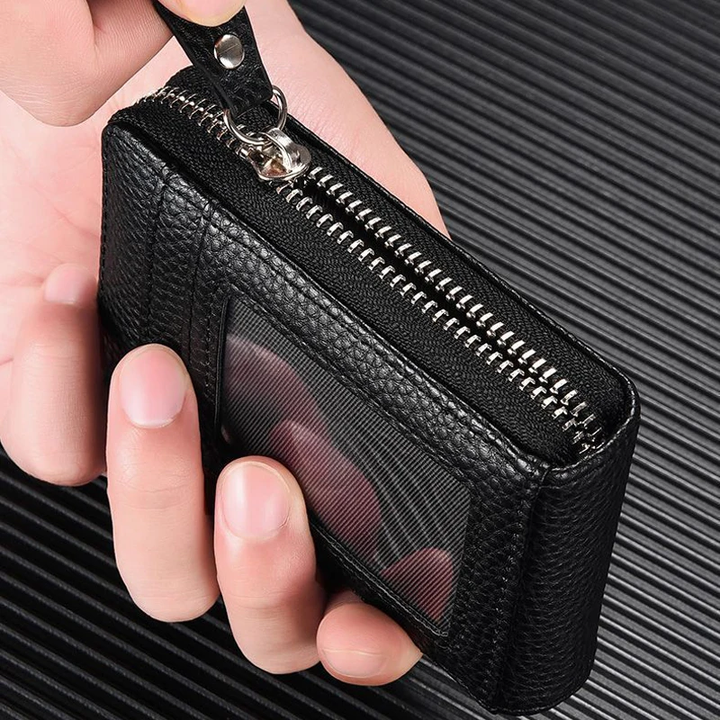 PU Kreditkarte Tasche Multi Slot Karte Halter Kurze Bank Karte Abdeckung Visitenkarte Clip Zipper Vertikale Handheld Tasche für Frauen männer – Detail 9