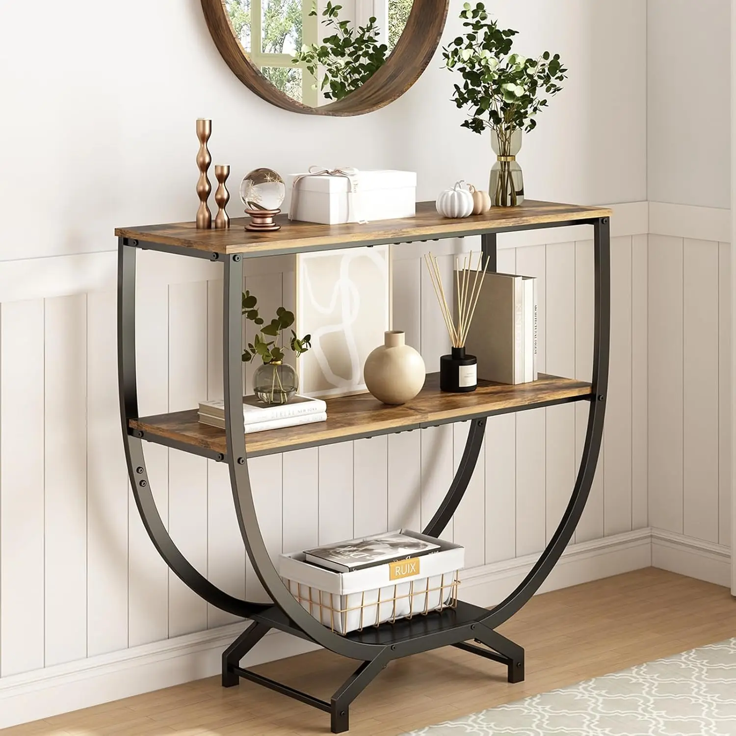 3-Tier Industrial Console Table 1