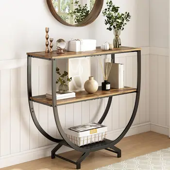 3-Tier Industrial Console Table 1