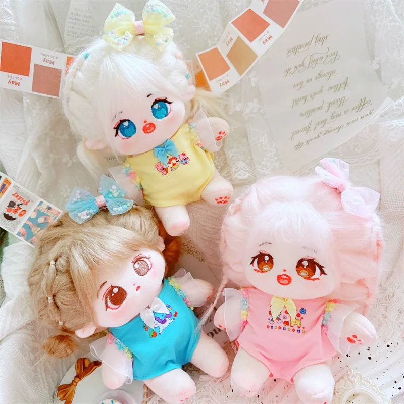 2Pcs Kawaii Pink Swimsuit Set Doll Clothes Cute Stuffed Soft Cotton Naked No Attribute Doll for Girls Kids Fans Collection Gifts