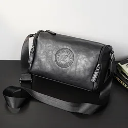 Fashion New Men's Crossbody Bag Side Pockets Casual Daily Shoulder Bag Men Luxury Soft Leather Crossbody Bag Letter Print Bags