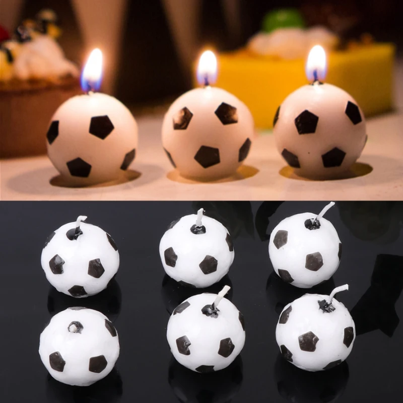 6Pcs/Set Soccer Ball Football Candles For Birthday Party Kid Supplies Decoration images - 6