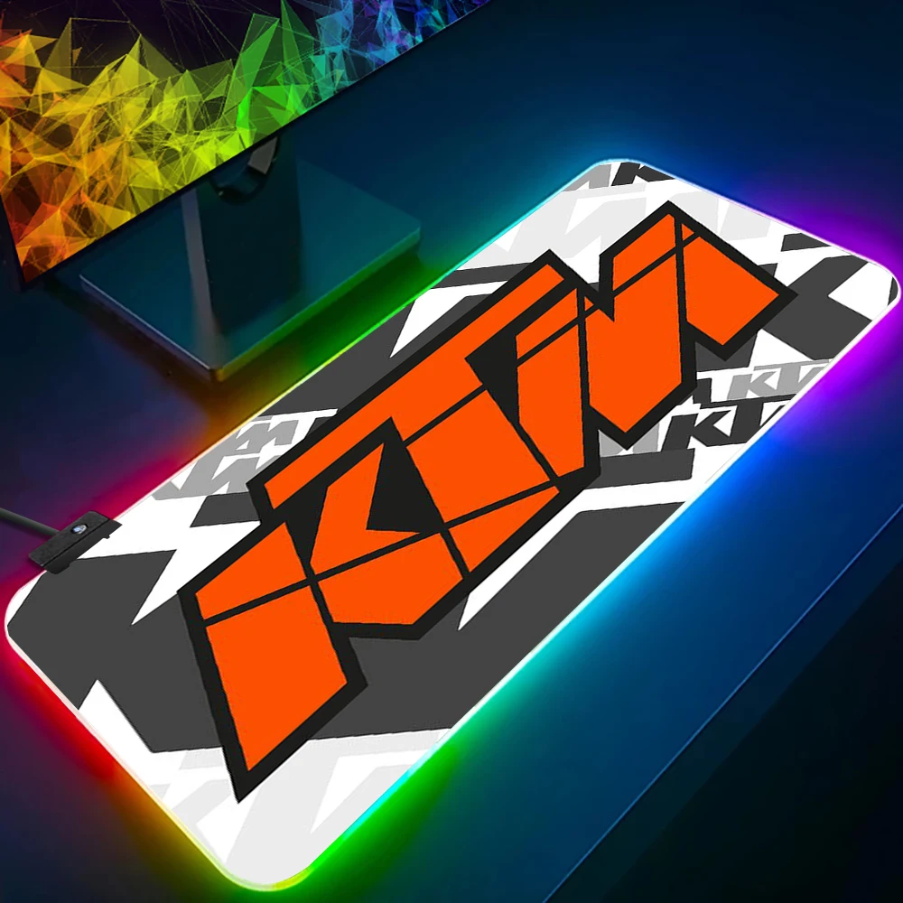 

Motorcycle Racing K-KTM RGB Pc Gamer Keyboard Mouse Pad Mousepad LED Glowing Mouse Mats Rubber Gaming Computer Mausepad