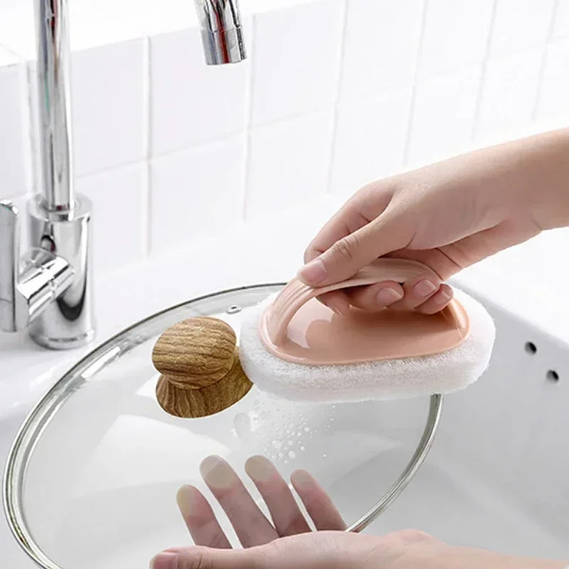 Handle Cleaning Brush 1PC with Sponge Multifunctional Scrubber for Bathroom Toilet Glass Bathtub Gas Stove Ceramic Window Slot