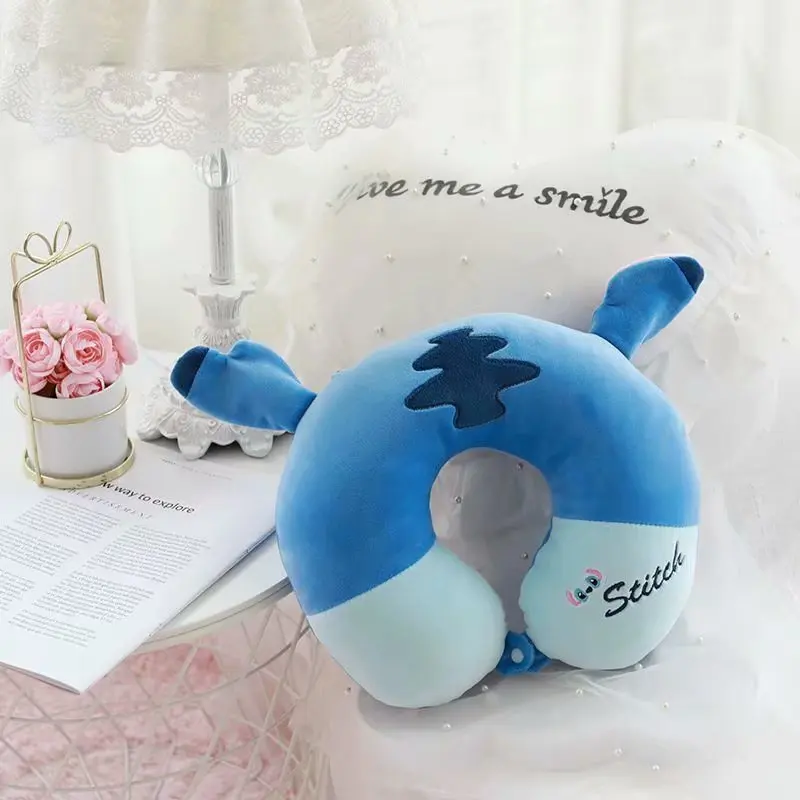 Travel pillow cervical orthopedic pillow Disney Mickey Minnie Stitch Cartoon Kawaii Travel Portable U-Shaped Pillow Car Office Neck Pillow Cervical Boy Girl Gifts