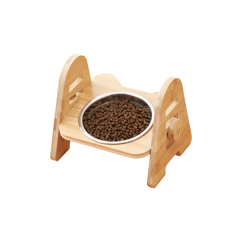 Raised Dog Bowl-Adjustable Elevated Dog Bowls for Large and Medium Dogs,Bamboo  Elevated Dog Cat Food and Water Bowls Stand Feede - AliExpress