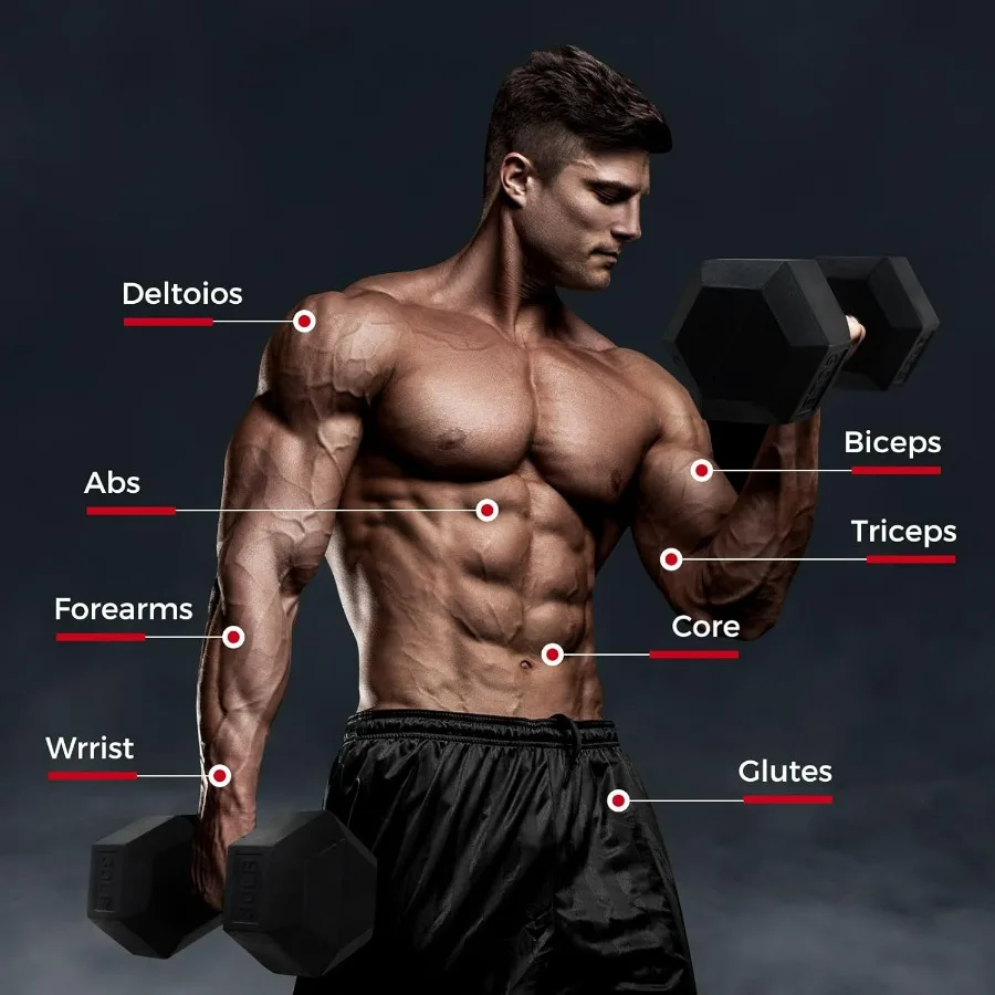 2 X 15 LBS Rubber Encased Hex Dumbbell Sets with Optional Rack for Home Gym, Coated Hand Weights for Strength Training, Workouts