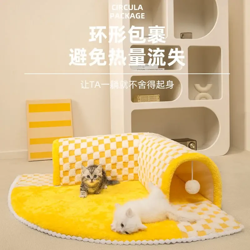 New Cat Nest Cat Tunnel Winter Warm Closed Removable and Washable Cat Shelter House Winter Pet Safe House Home Pet Supplies