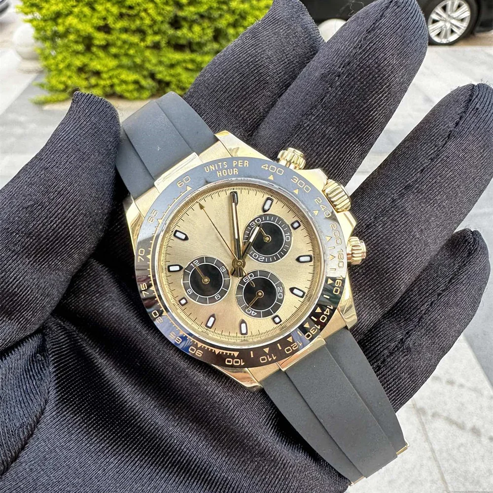 

High Quality 40mm Panda 4130 Chronograph Luxury AAA Men's Watch Sapphire Mirror Waterproof Wrist 904L Watch Clock ﻿