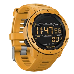 NORTH EDGE Unisex Waterproof Sports Smartwatch with Dual Time, Pedometer & Countdown Timer (Yellow)