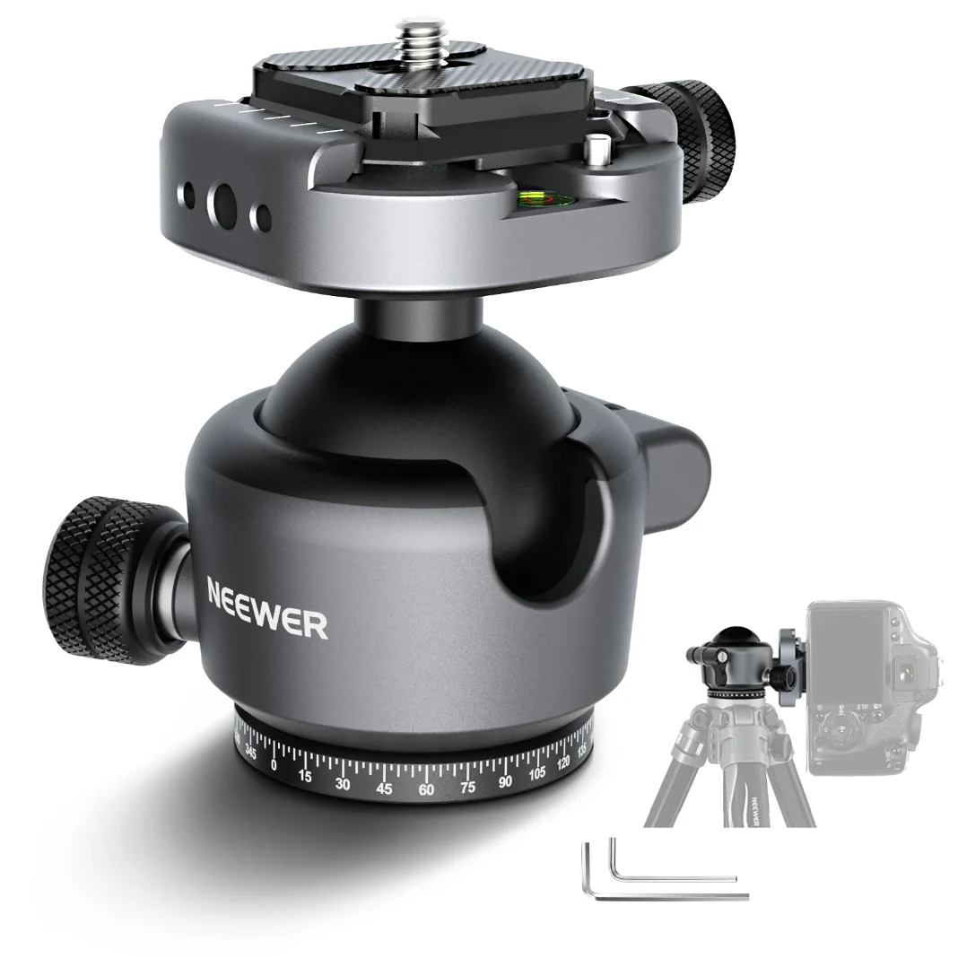 NEEWER GM41 Low Profile Tripod Ball Head 40mm Metal Panoramic Camera Mount Adapter with 1/4" Arca Plate For Peak Capture Camera