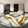Nordic Luxury Gold Round Carpet Decoration Living Room Abstract Large Area Rugs Bedroom Bedside Non-slip Soft Floor Mat Washable 1